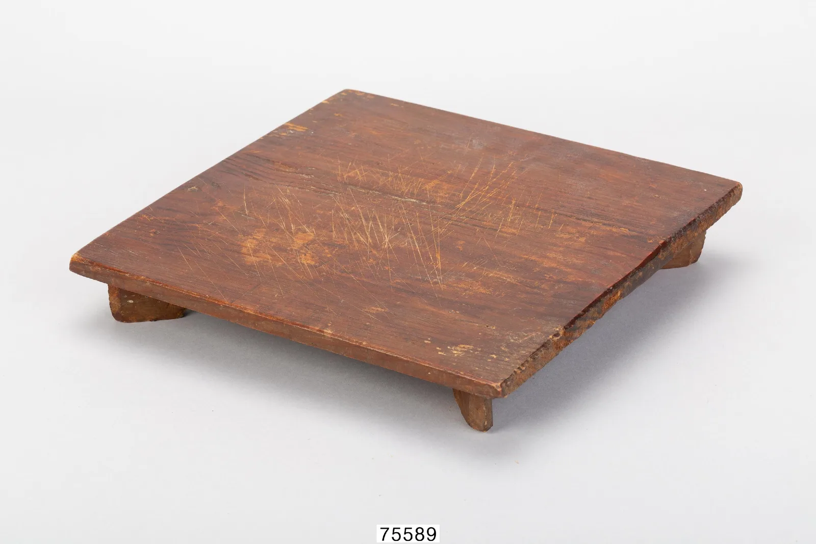 Wooden pyeontl rice-cake stand, Joseon ritual vessel, Korean antique woodware