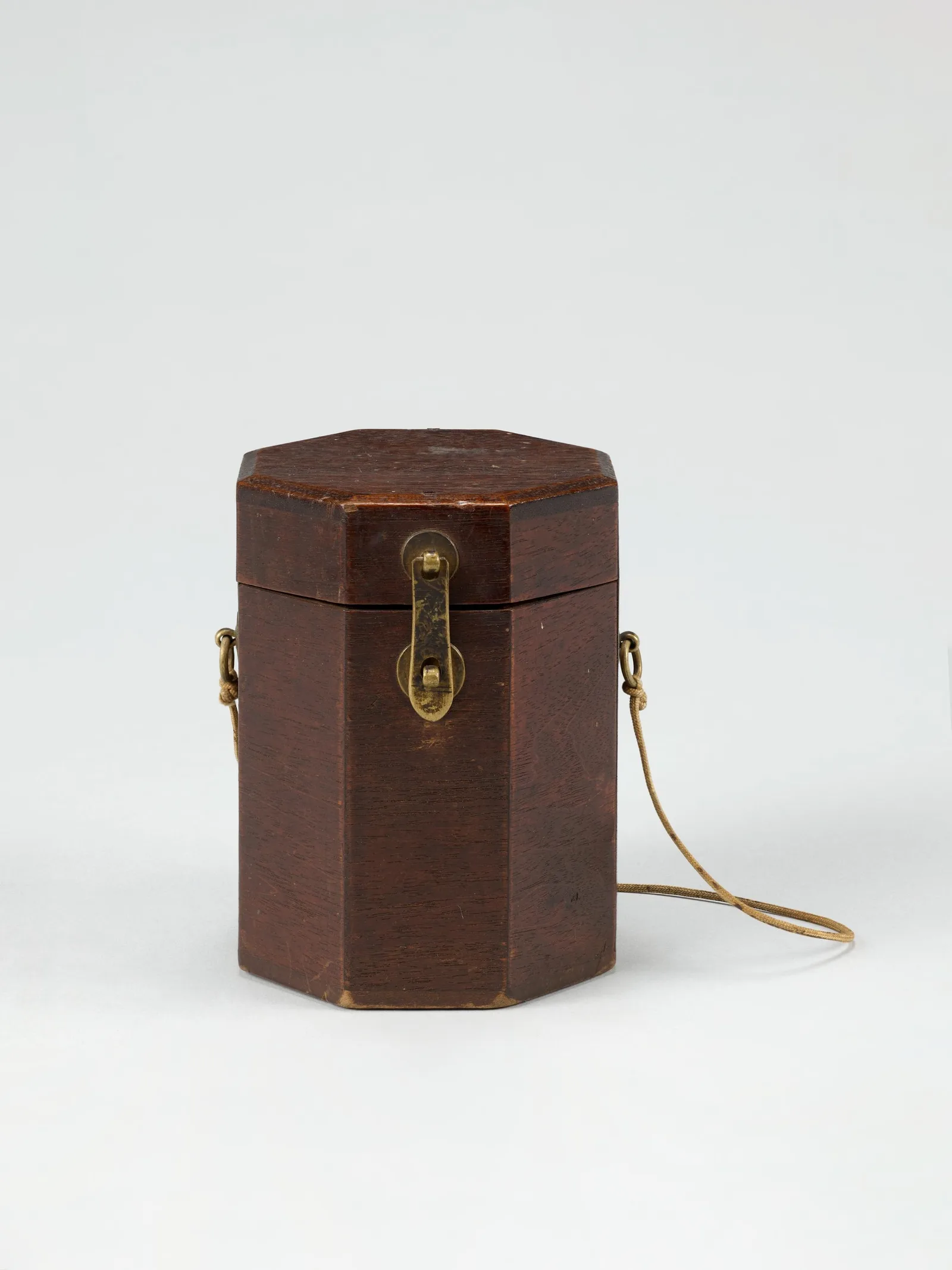 Joseon octagonal wooden box with brass fittings, Korean antique