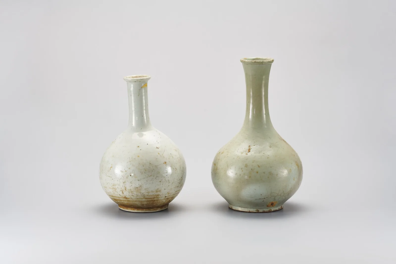 Pair of small Joseon white porcelain wine bottles, Korean antique ceramics